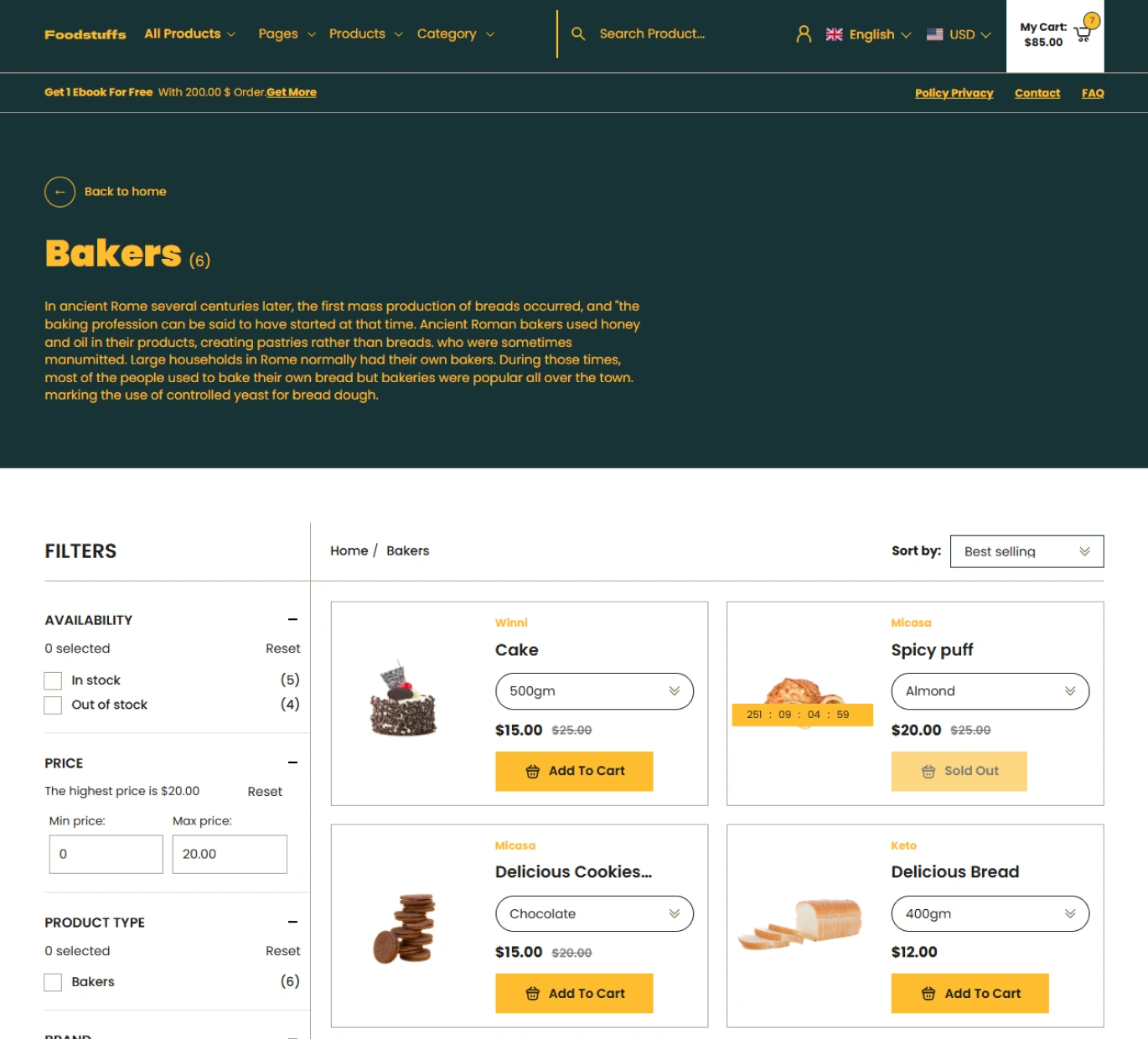 Food Stuffs Shopify Theme - WorkDo