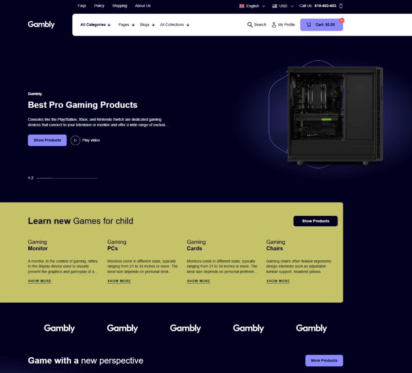 Gambly Shopify Theme - WorkDo