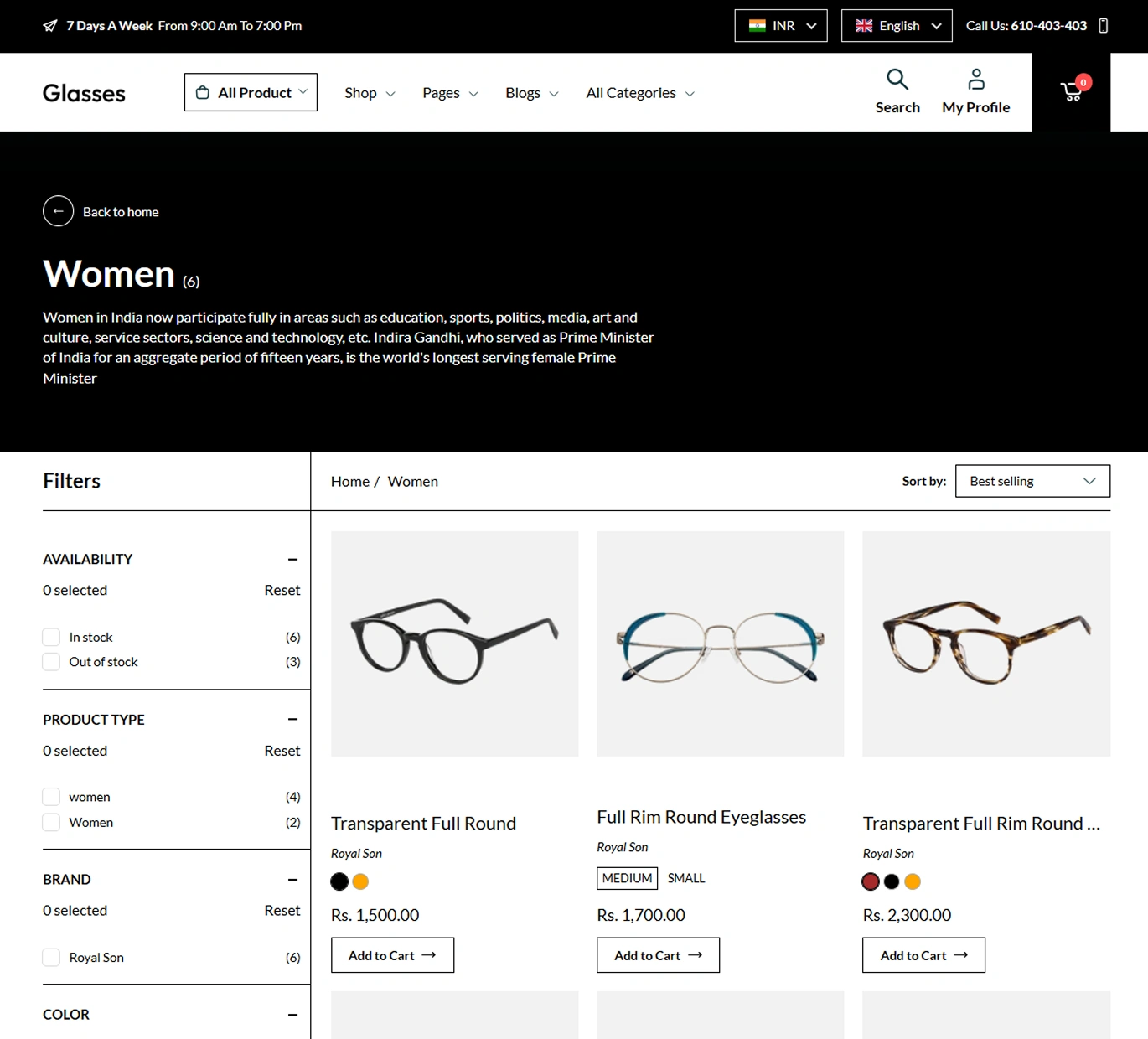 Glasses Shopify Theme - WorkDo