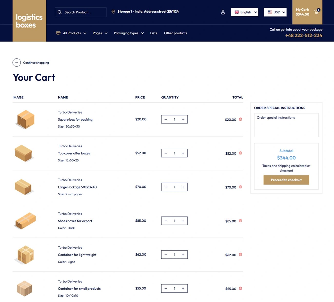 Logistics boxes Shopify Theme - WorkDo