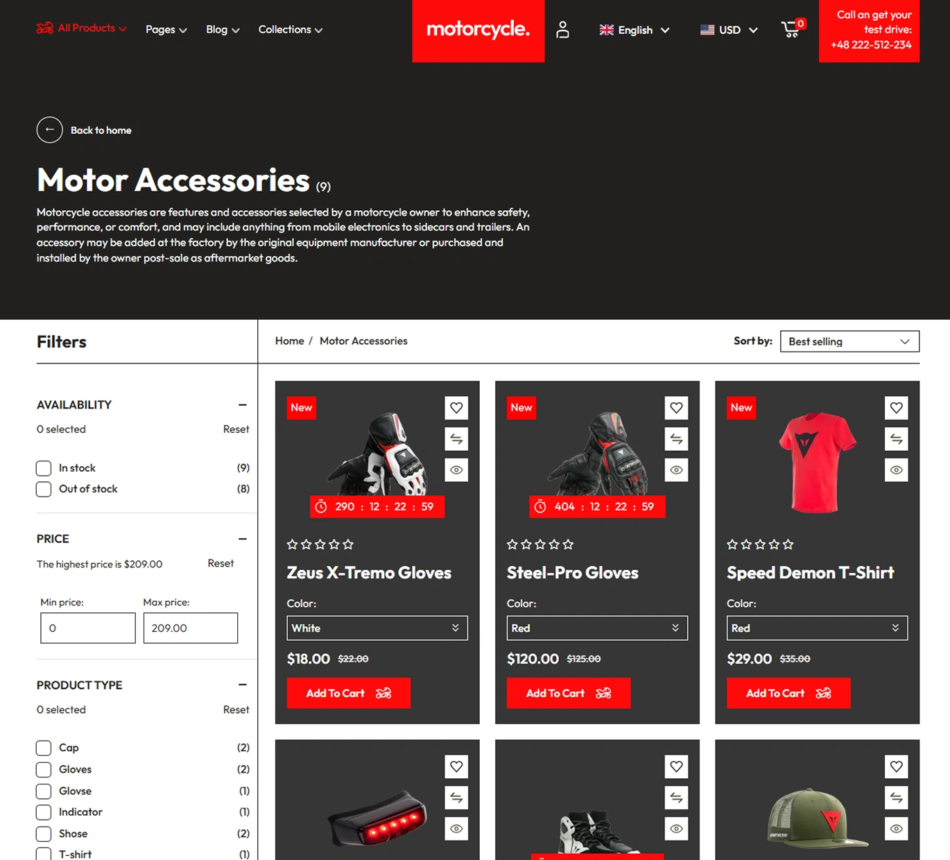 Motorcycle Shopify Theme - WorkDo