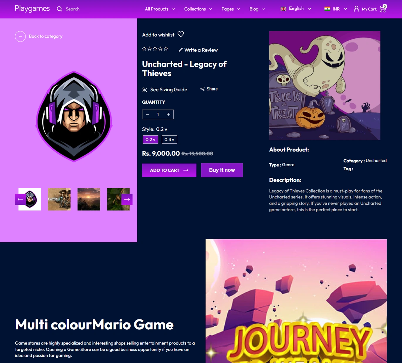 Playgames Shopify Theme - WorkDo