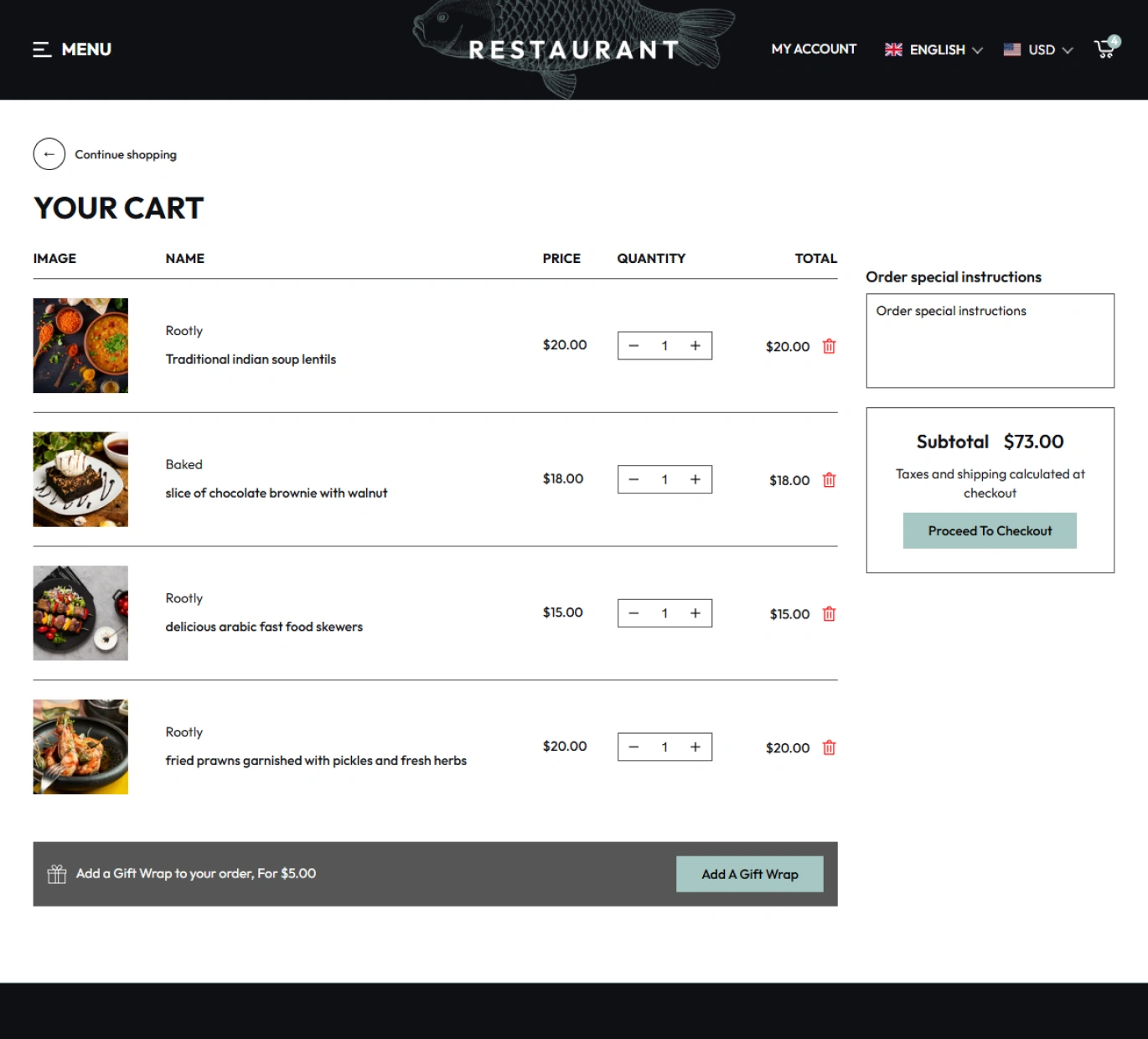 Restaurant Shopify Theme - WorkDo