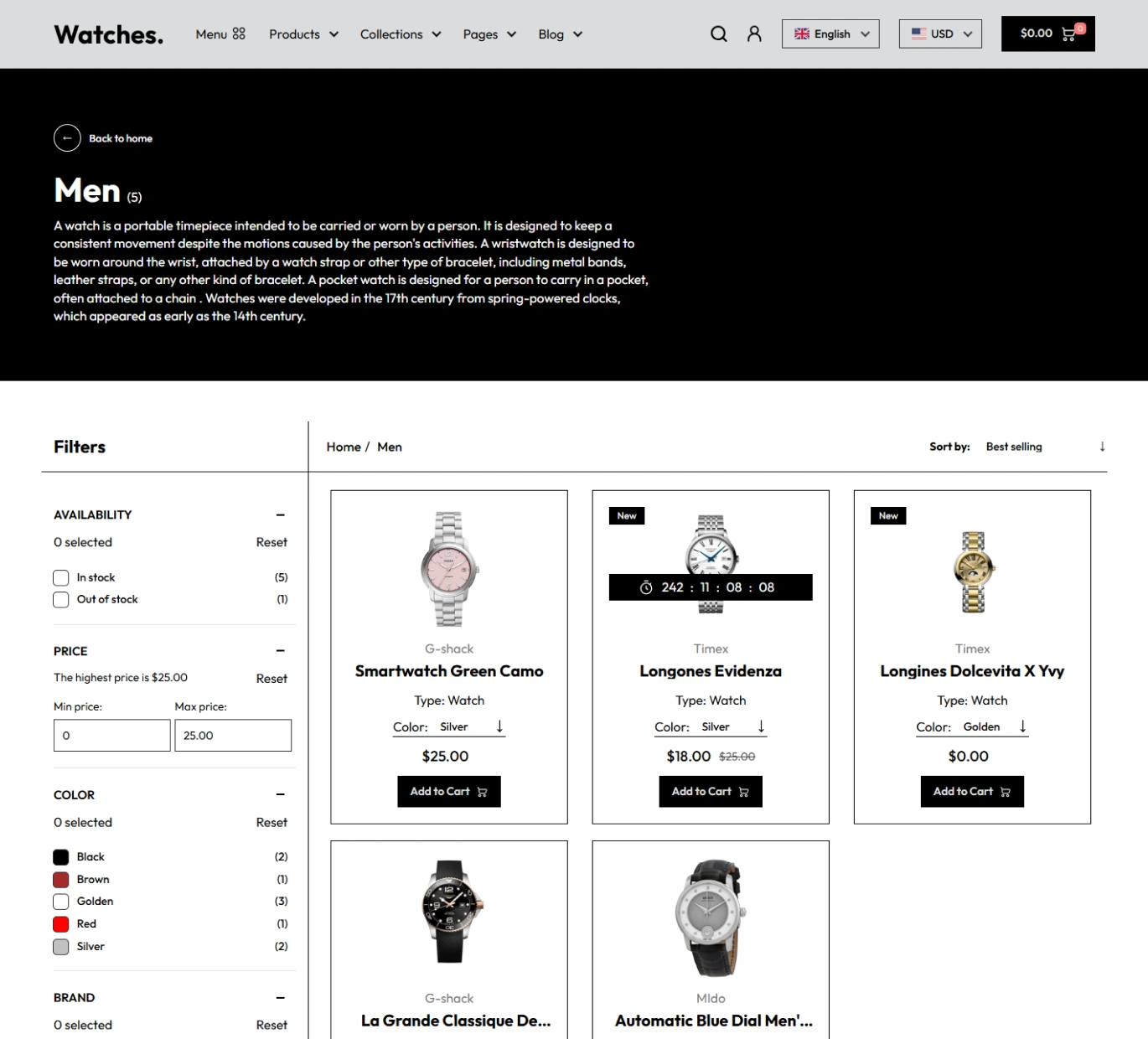 Watches Shopify Theme - WorkDo