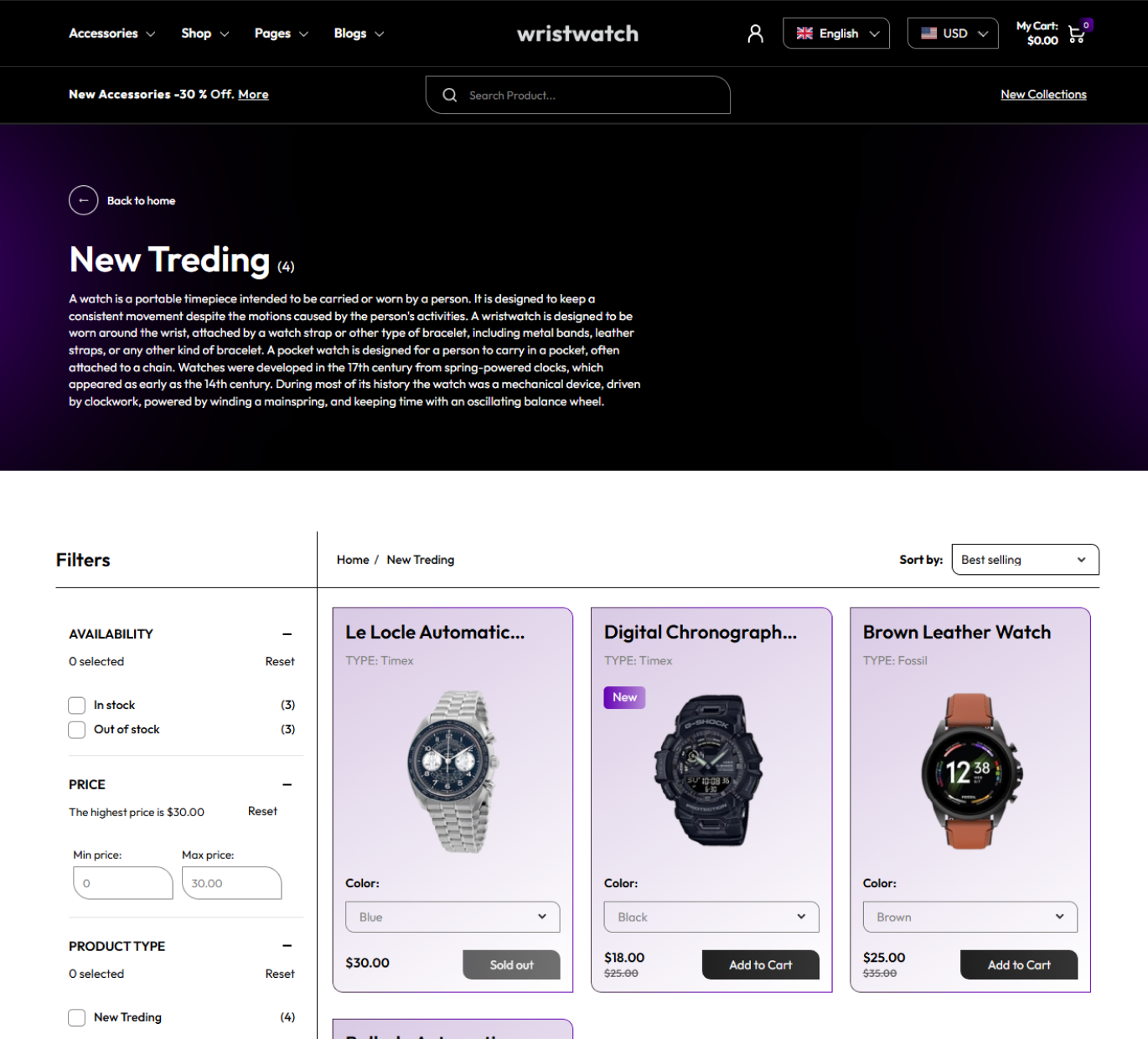Wrist Watch Shopify Theme - WorkDo