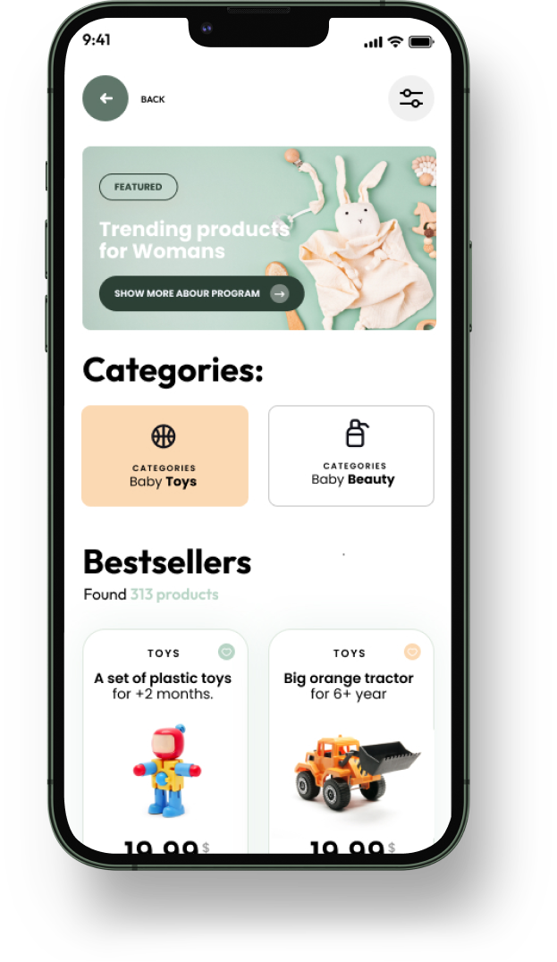 BabyCare – Mobile Apps for eCommerceGo SaaS