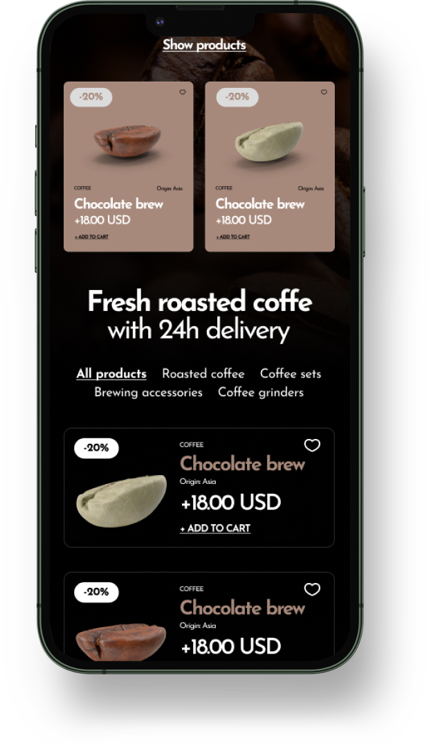 Coffee – Mobile Apps for eCommerceGo SaaS