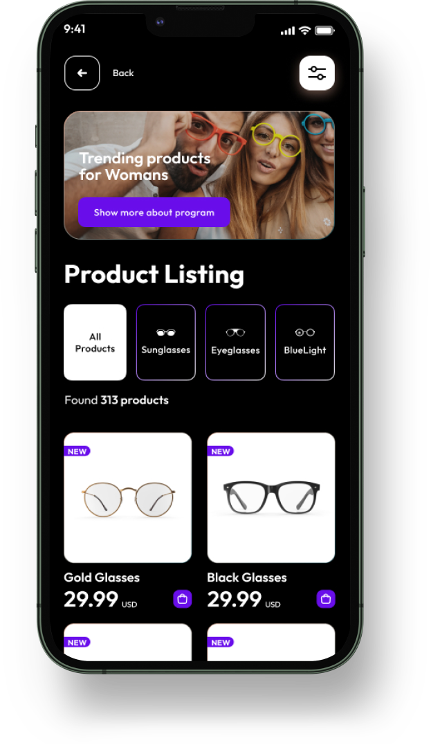 Glasses – Mobile Apps for eCommerceGo SaaS