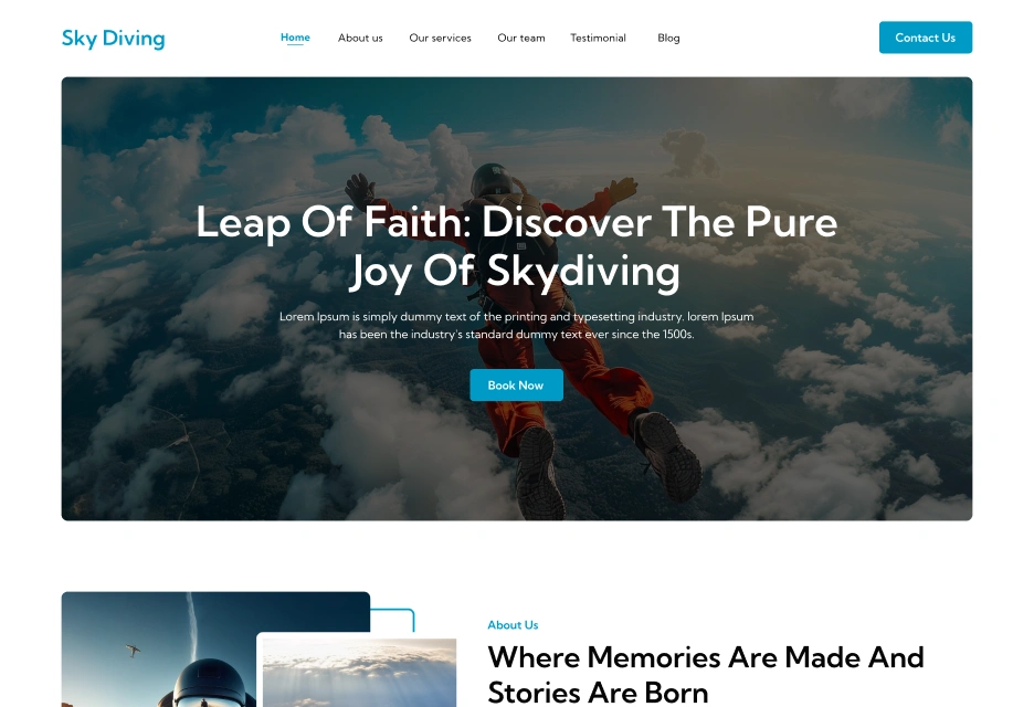 Skydiving – Bookinggo Saas Add-On