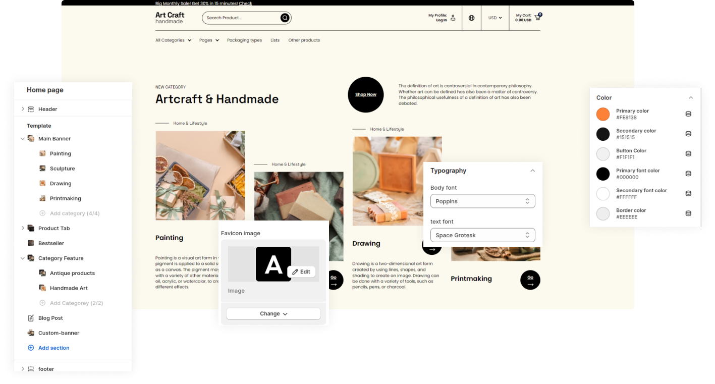 Artcraft Handmade Shopify Theme - WorkDo