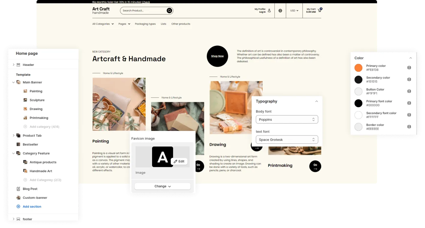 Artcraft Handmade Shopify Theme - WorkDo