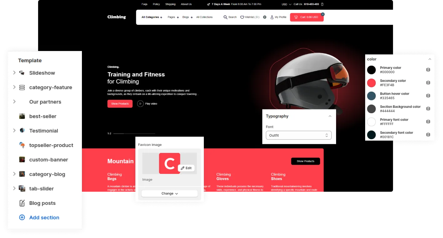 Climbing Shopify Theme - WorkDo