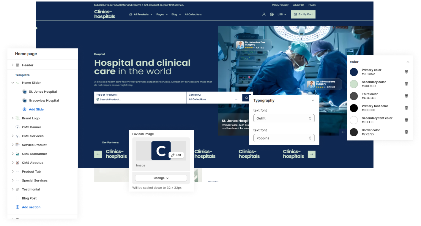 Clinics Hospitals Shopify Theme - WorkDo