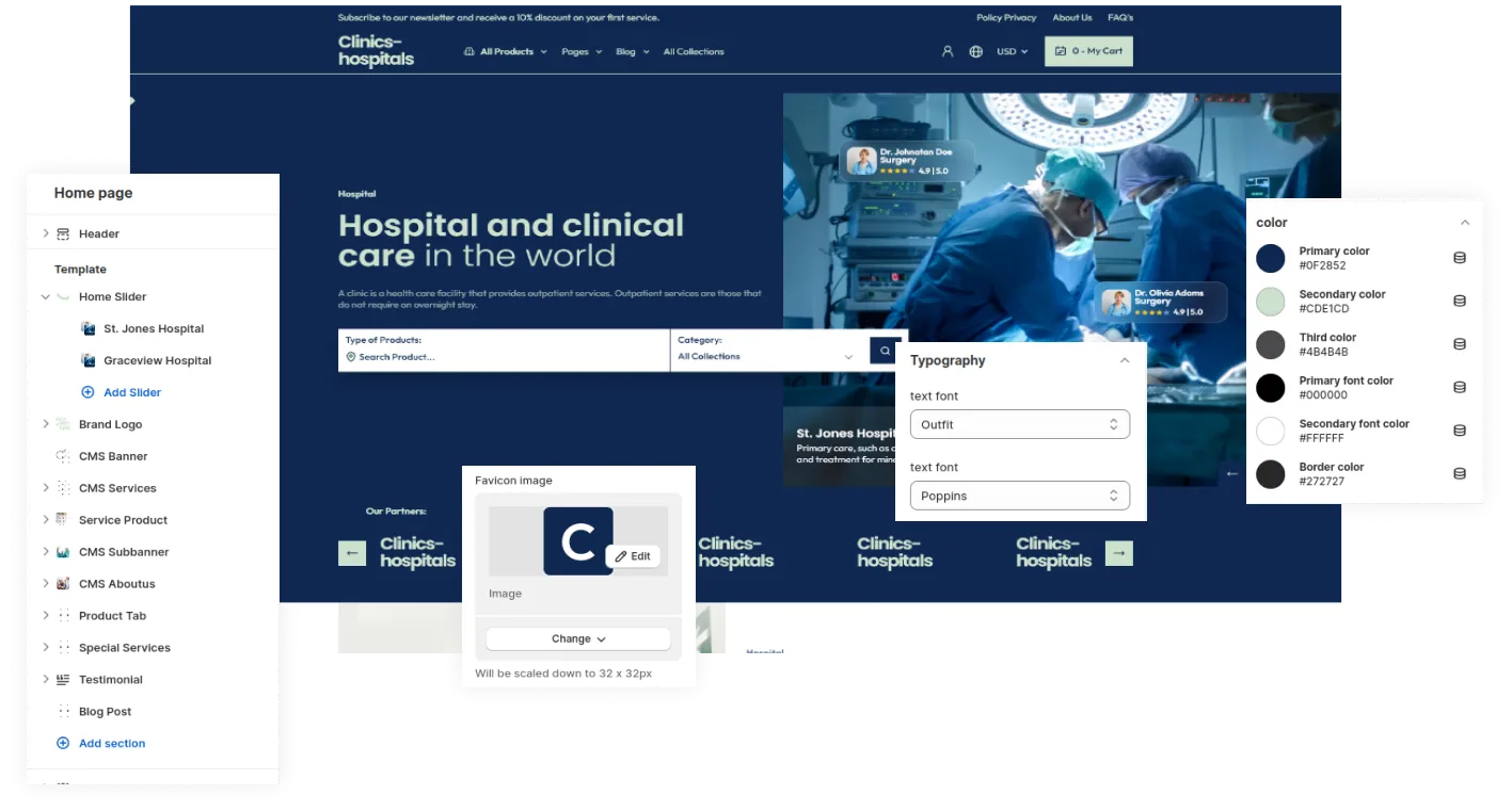 Clinics Hospitals Shopify Theme - WorkDo