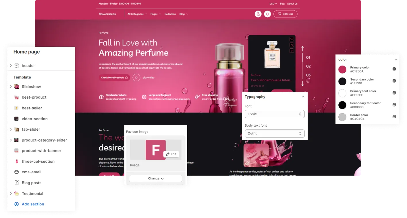Floweriness Shopify Theme - WorkDo