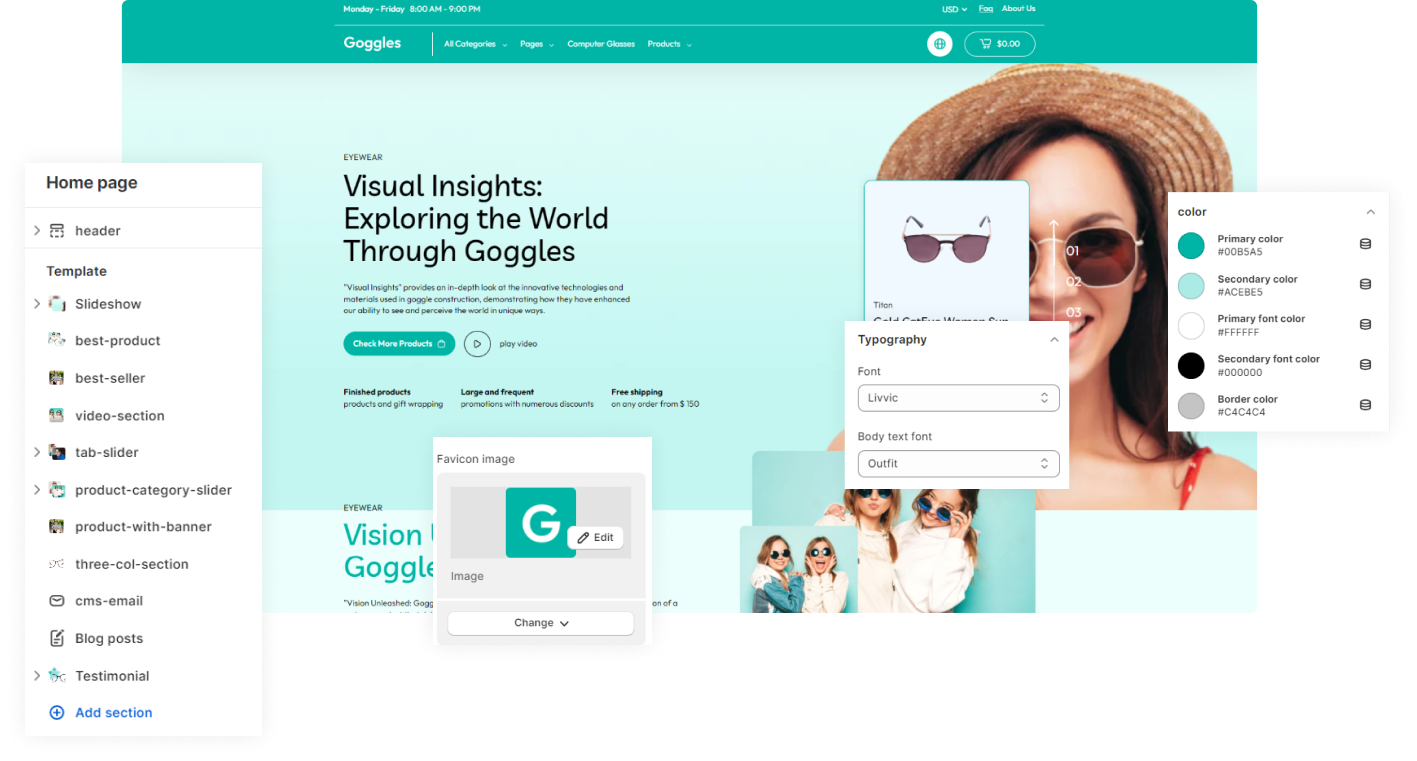 Goggles Shopify Theme - WorkDo