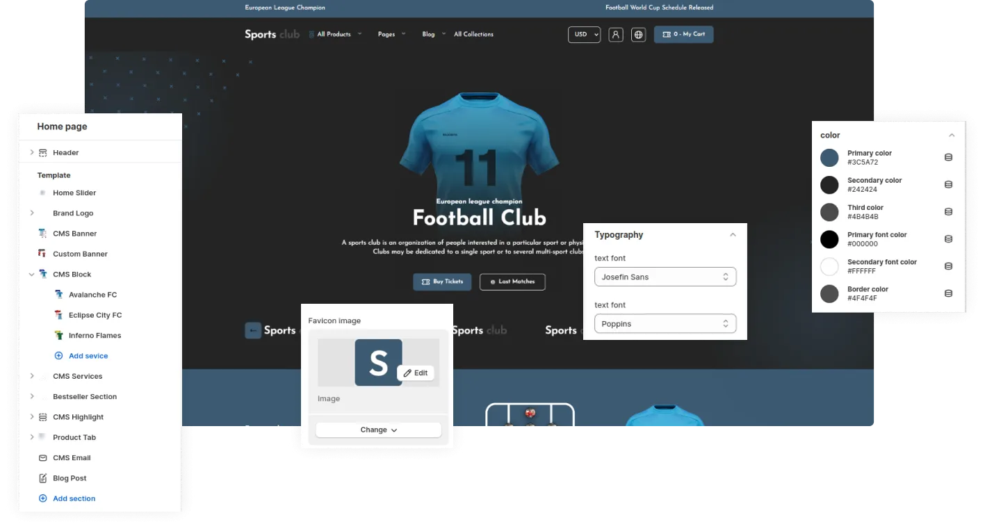 Sports Club Shopify Theme - WorkDo