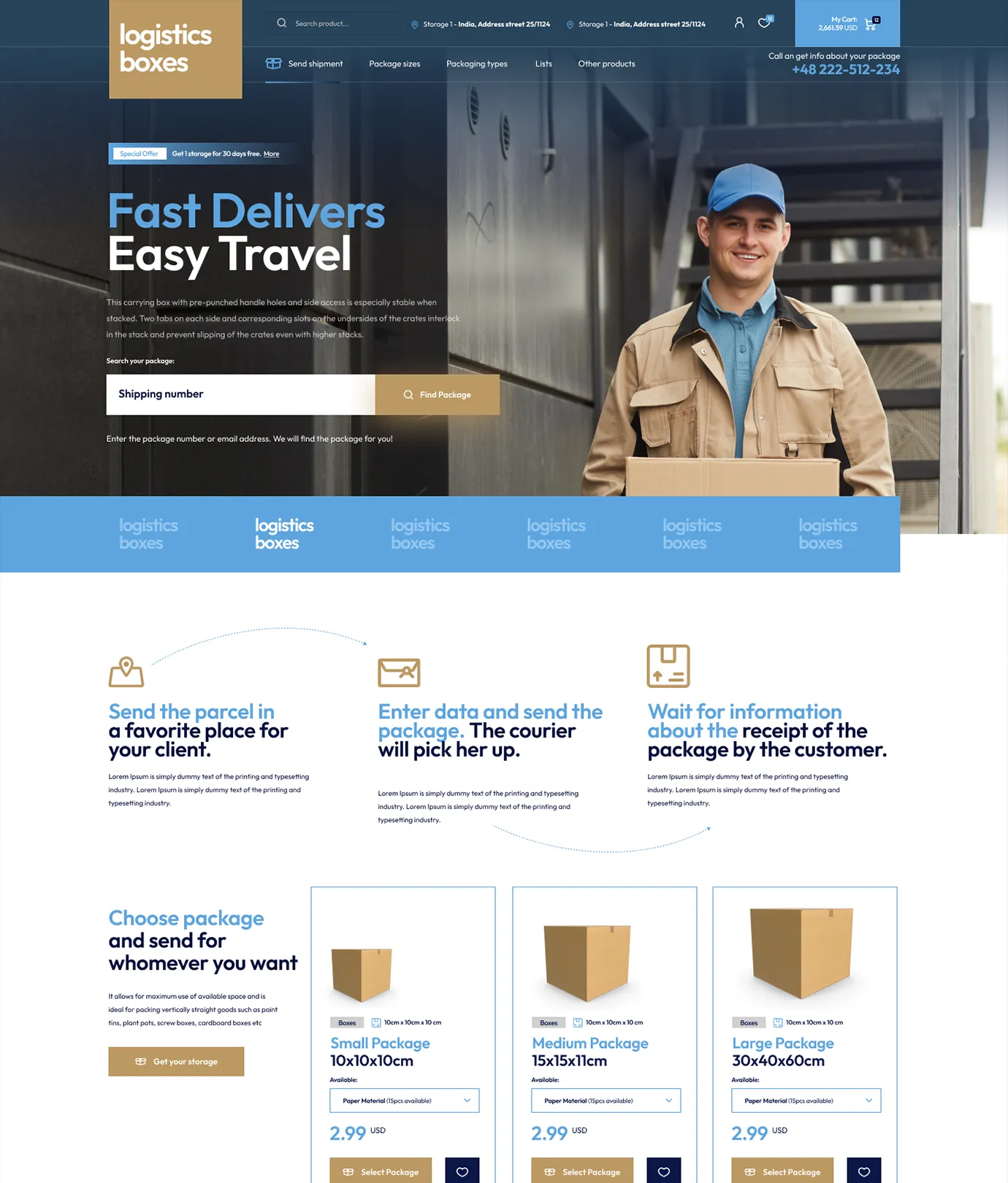 Logistics boxes Shopify Theme - WorkDo