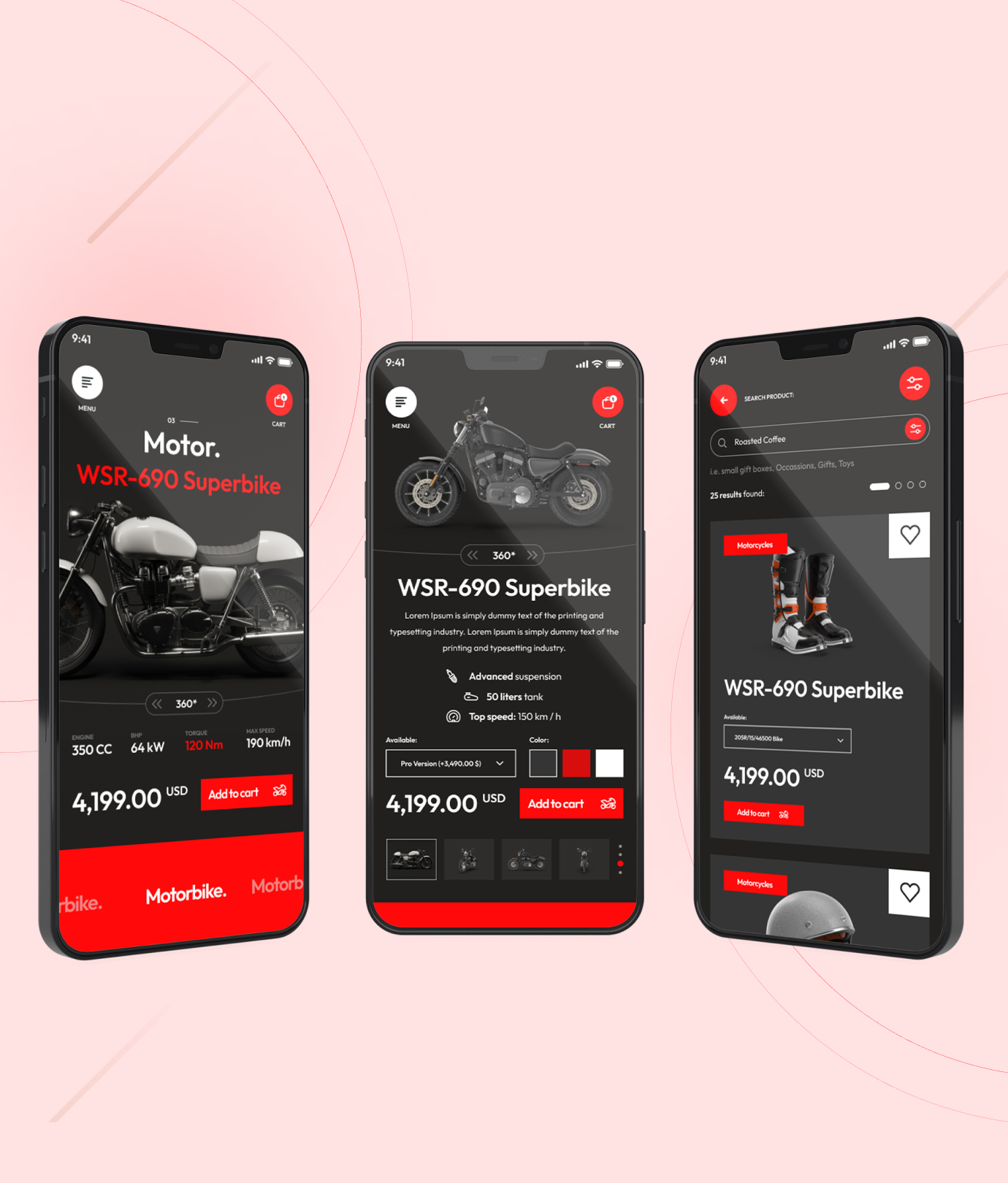 Motorcycle iOS App Add-on for eCommerceGo - WorkDo