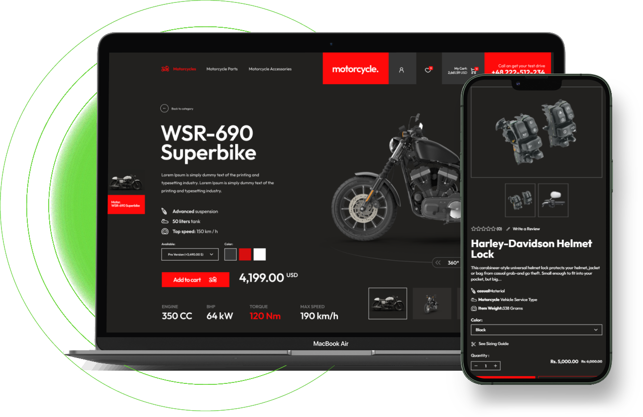 Motorcycle Theme Add-on for eCommerceGo - WorkDo