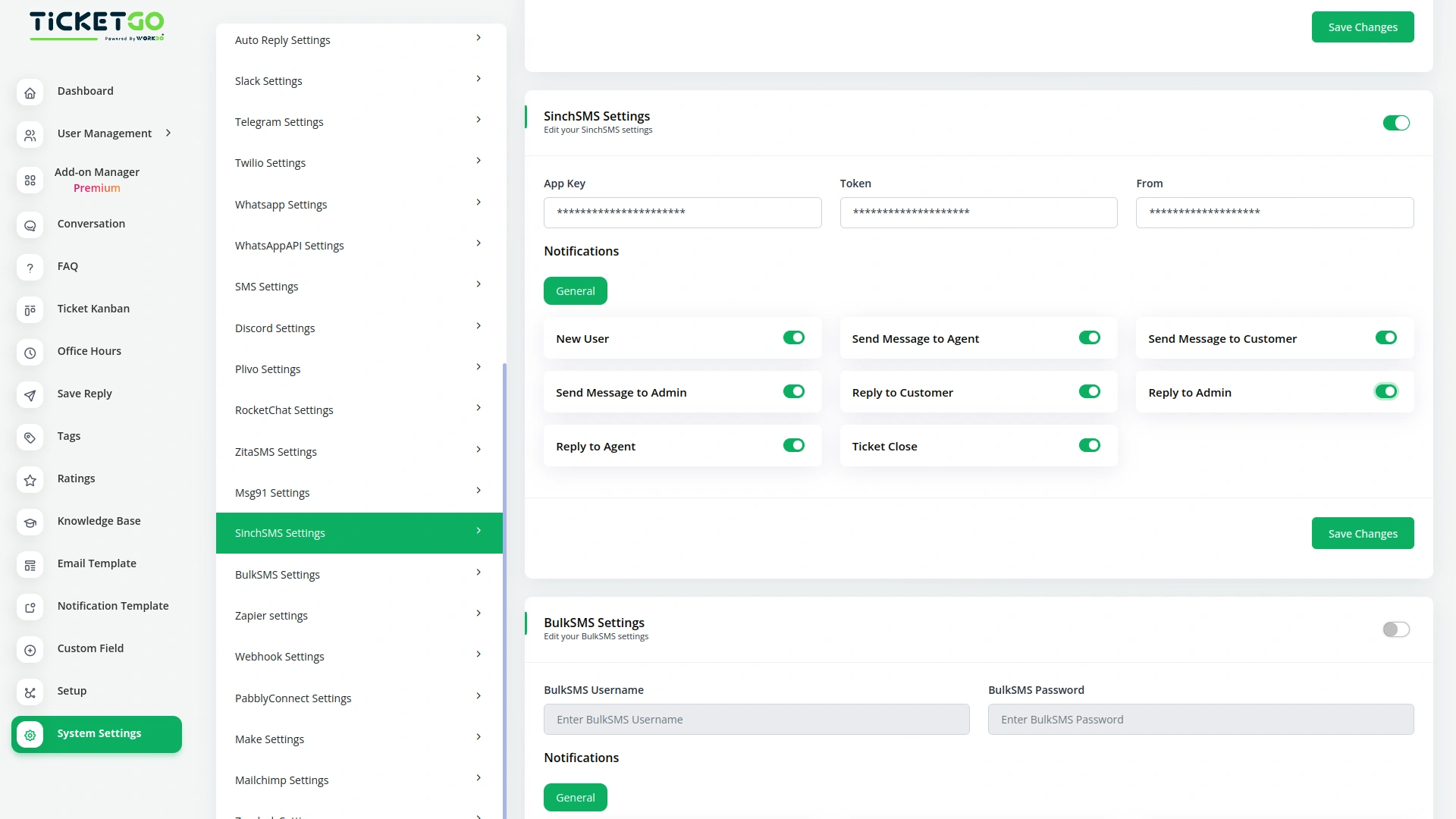 Sinch SMS – TicketGo Add-On